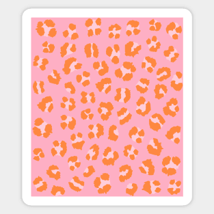 Leopard Cheetah Spots Print in Pink and Orange Sticker